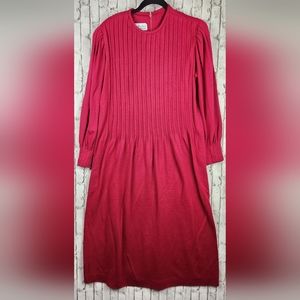 Vintage 1970's  Matti of Lynne modest  dress color Cherry